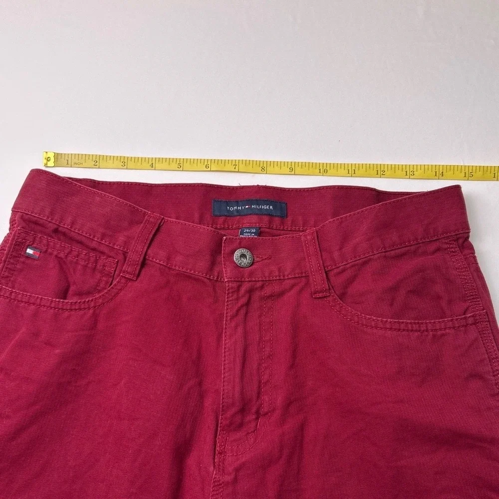 Tommy Hilfiger Men Custom Straight Red Cotton Jeans Size 29x30 Preppy Classic